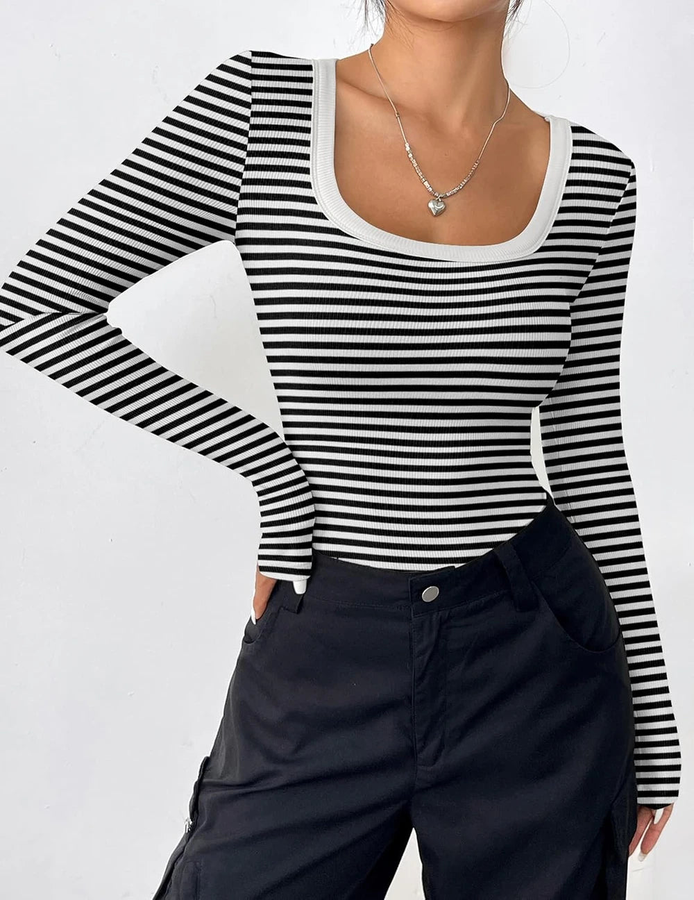 Rib Knit Scoop Neck Top