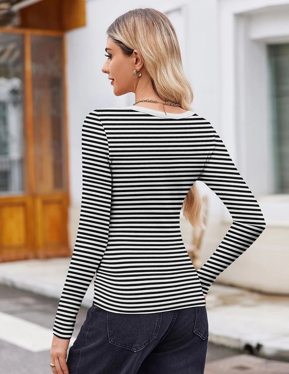 Rib Knit Scoop Neck Top