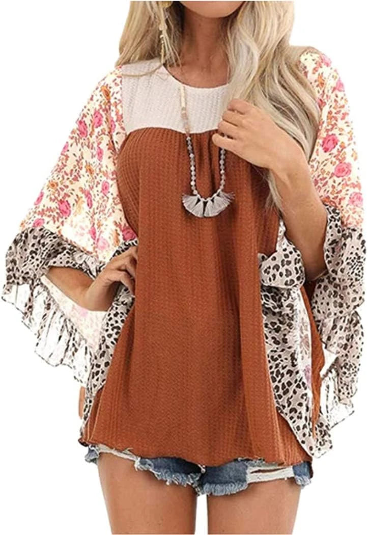 Casuress Floral Batwing Sleeve Top