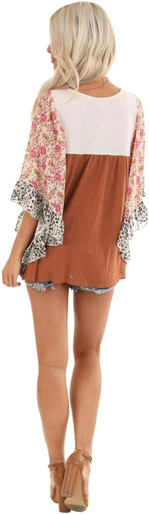 Casuress Floral Batwing Sleeve Top