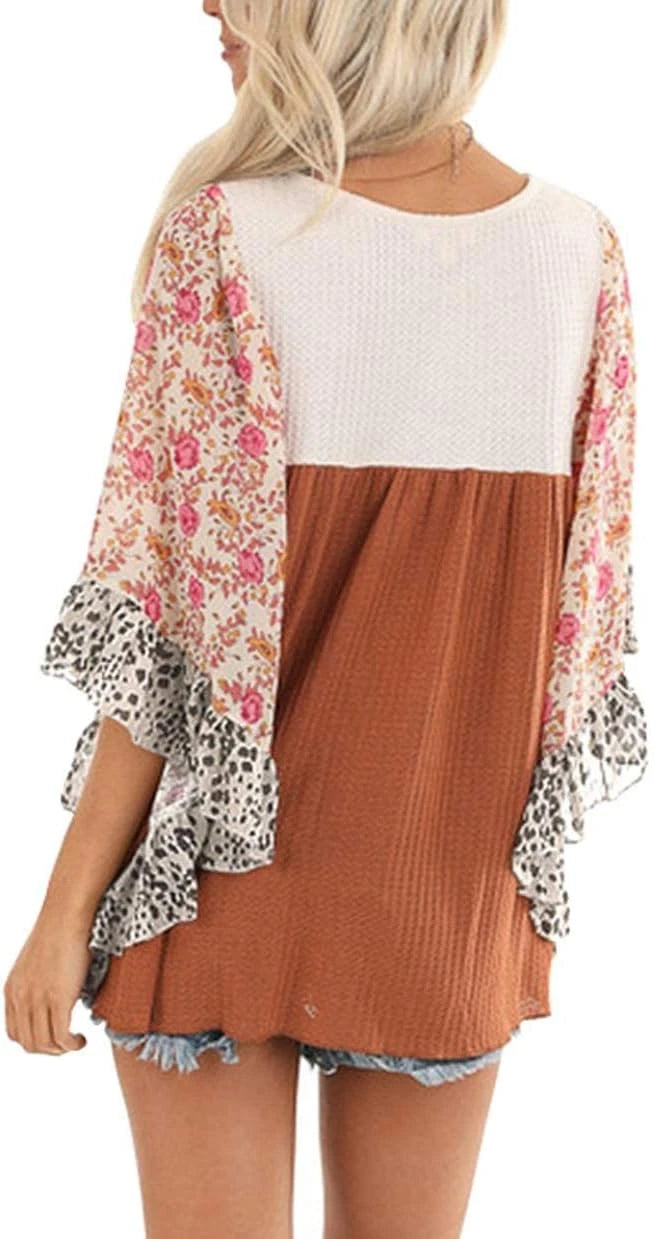 Casuress Floral Batwing Sleeve Top