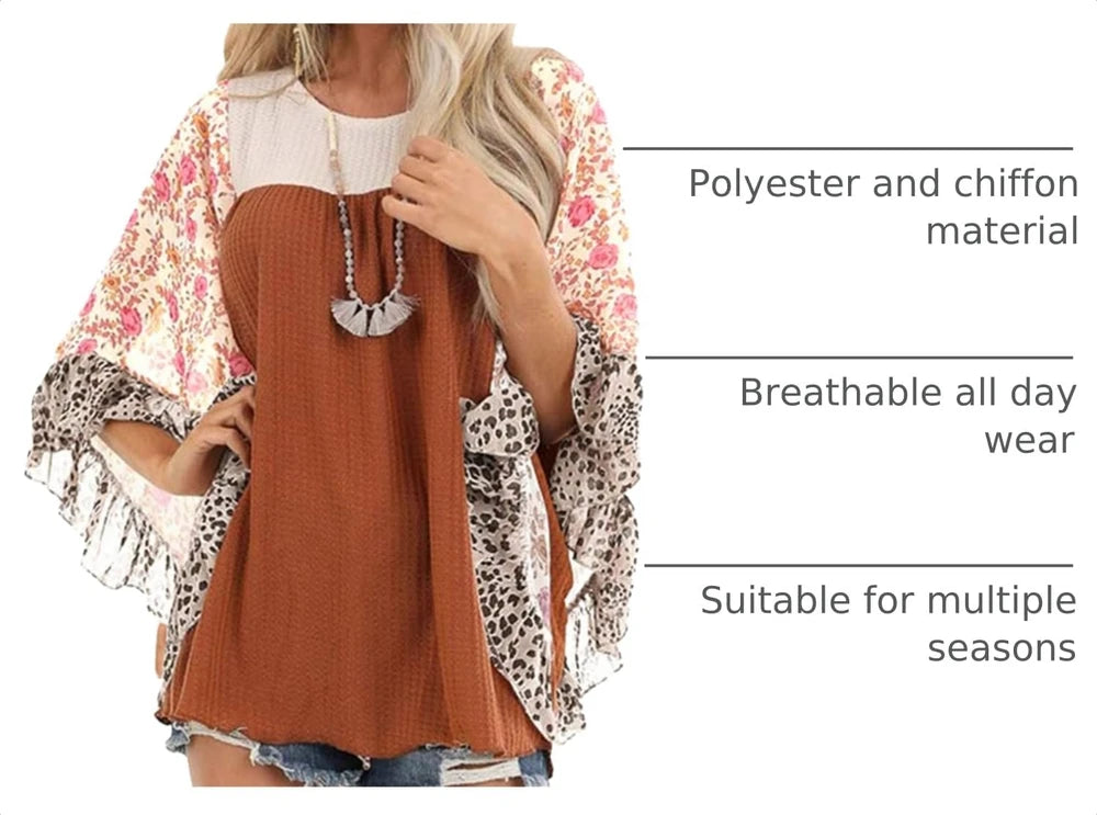 Casuress Floral Batwing Sleeve Top