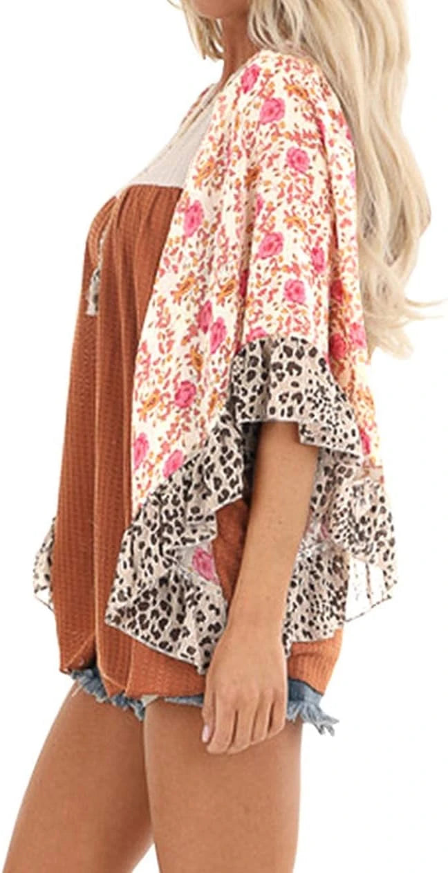 Casuress Floral Batwing Sleeve Top