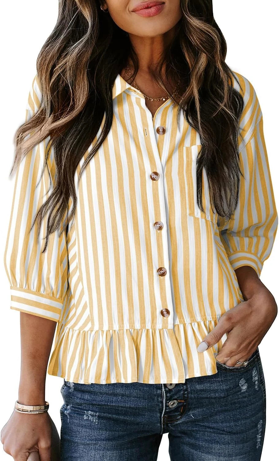 Striped Peplum Babydoll Shirt