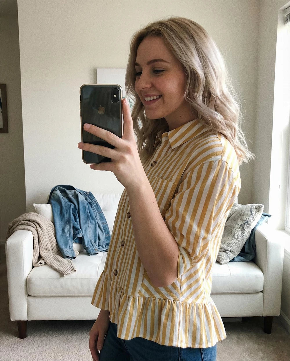Striped Peplum Babydoll Shirt