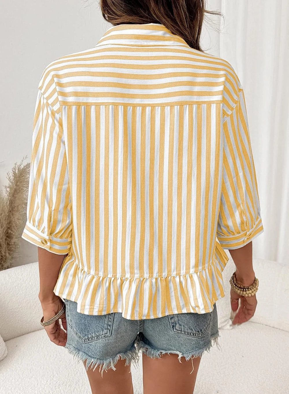 Striped Peplum Babydoll Shirt