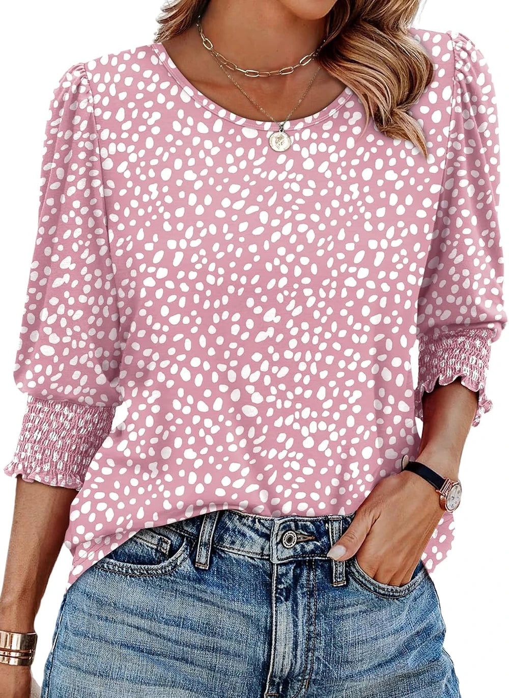 Xieerduo Smocked Cuff Blouse