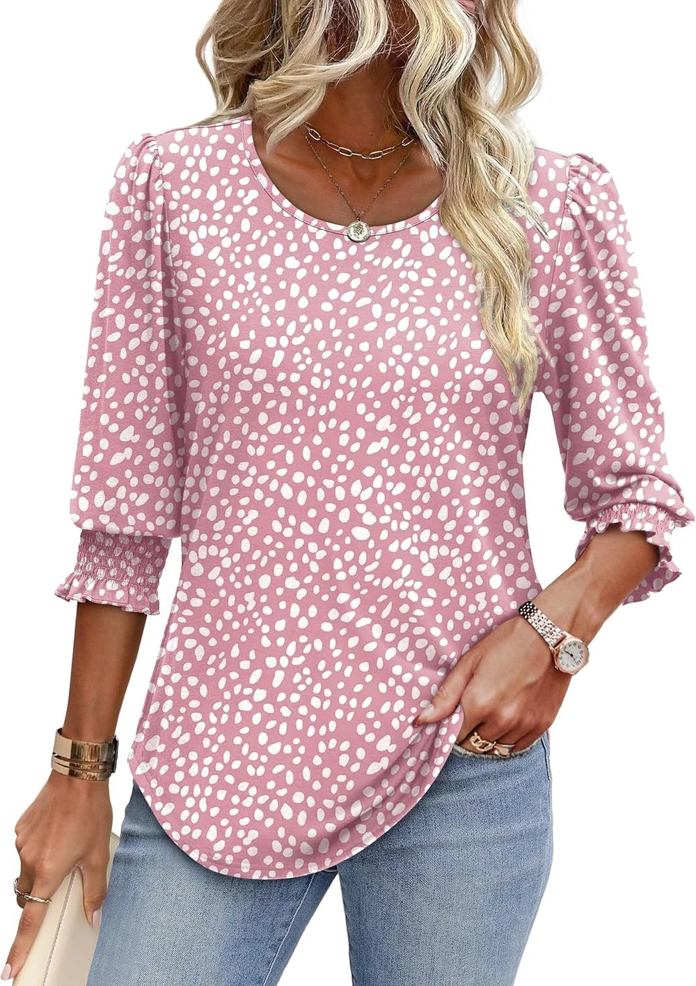 Xieerduo Smocked Cuff Blouse