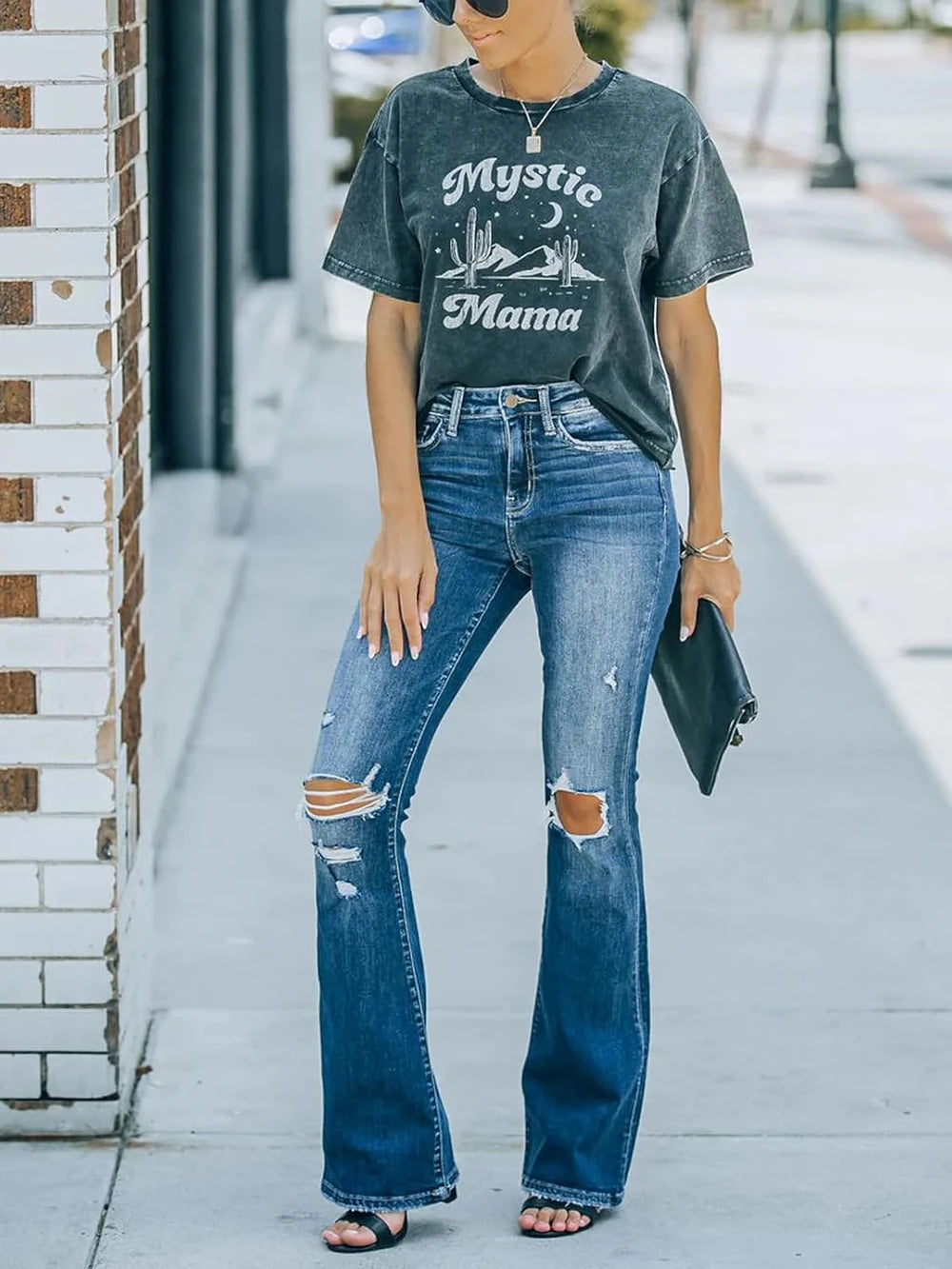 High Waisted Flare Stretch Jeans