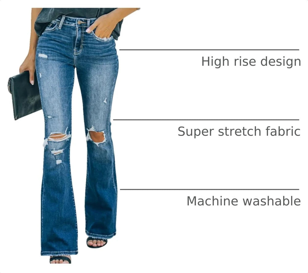 High Waisted Flare Stretch Jeans