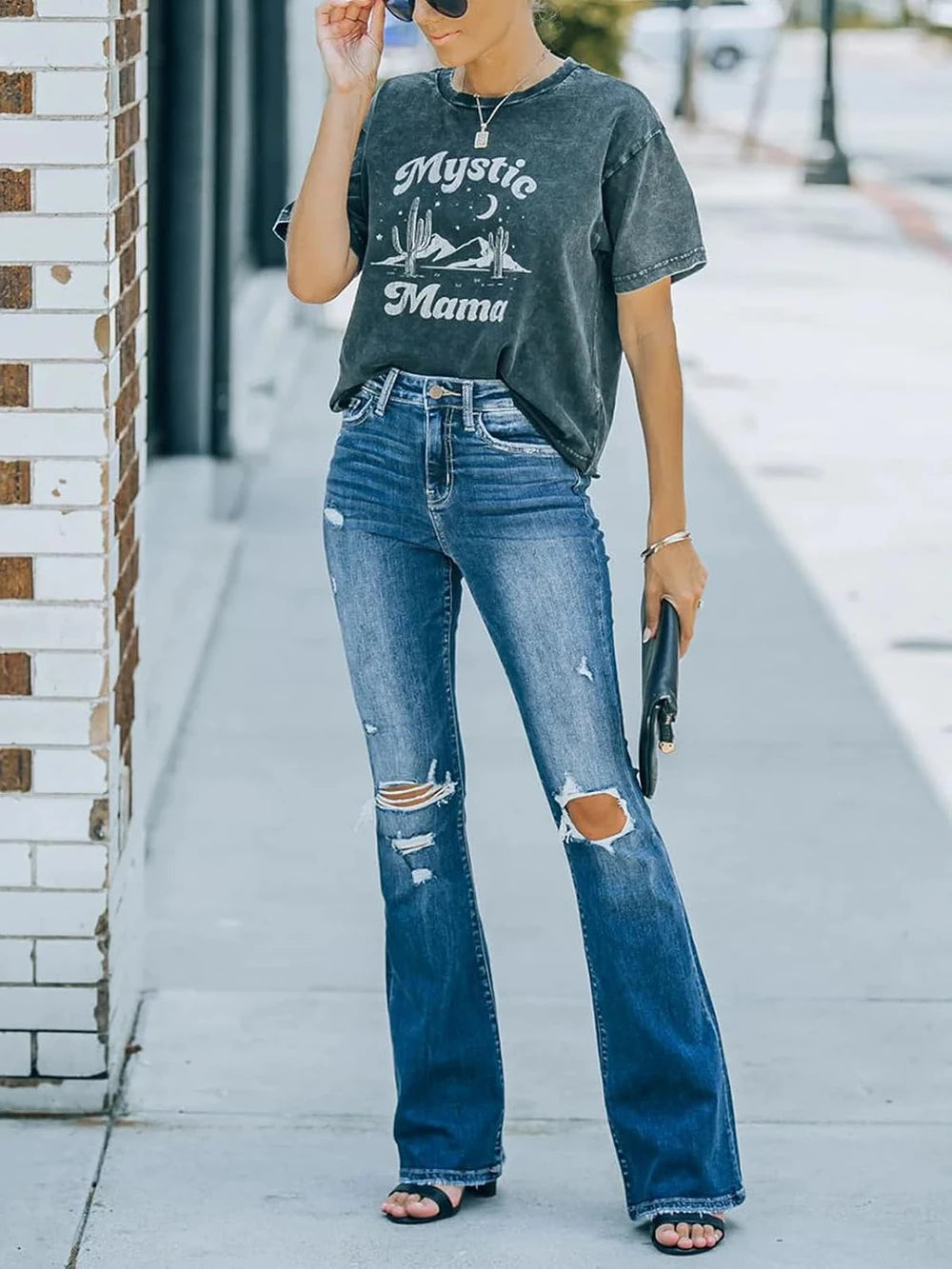 High Waisted Flare Stretch Jeans