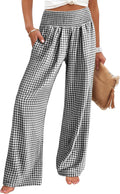 Striped Gingham Wide Leg Palazzo Pants