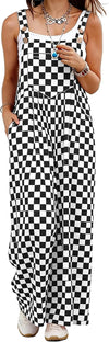 Checkered Wide Leg Overalls