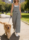 Checkered Wide Leg Overalls