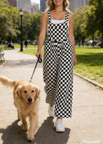 Checkered Wide Leg Overalls