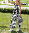 Checkered Wide Leg Overalls
