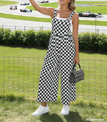 Checkered Wide Leg Overalls