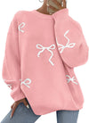 Bow Print Oversized Sweater