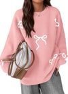 Bow Print Oversized Sweater