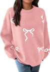 Bow Print Oversized Sweater