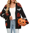 Halloween Pumpkin Bat Knit Cardigan