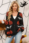 Halloween Pumpkin Bat Knit Cardigan