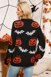 Halloween Pumpkin Bat Knit Cardigan