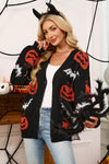 Halloween Pumpkin Bat Knit Cardigan