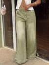 Ruffle Hem Wide Leg Jeans
