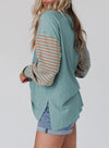 Color Block Long Sleeve Work Blouse