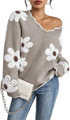 Fuzzy Knit V Neck Sweater