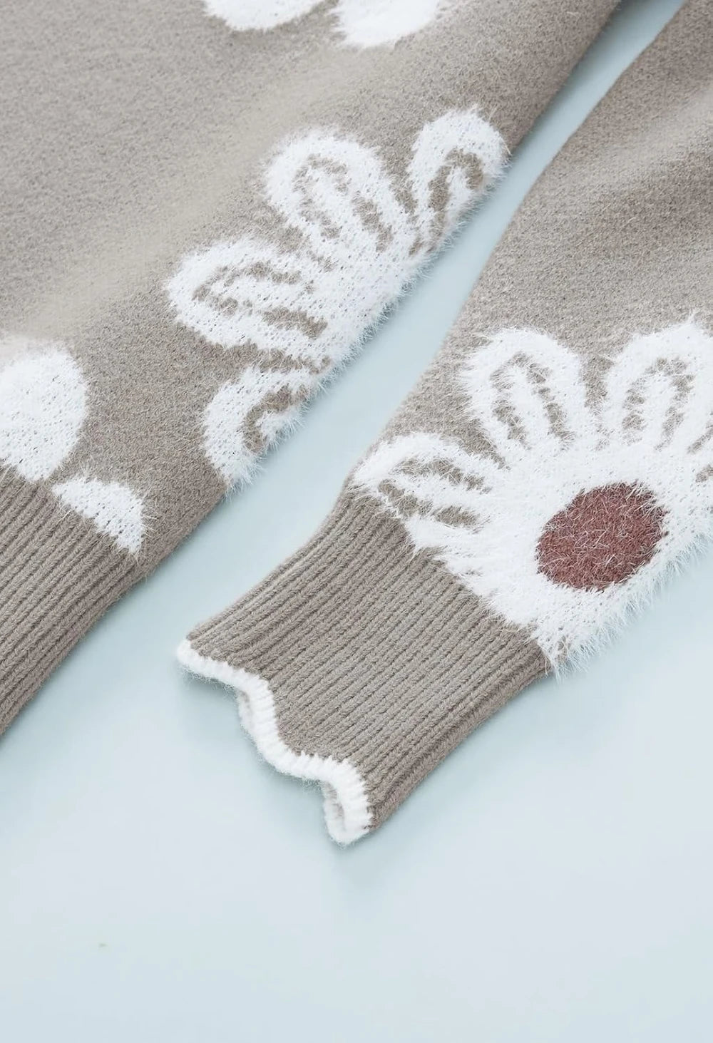 Fuzzy Knit V Neck Sweater