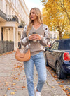 Fuzzy Knit V Neck Sweater