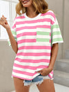 Oversized Striped Color Block Tee