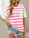 Oversized Striped Color Block Tee
