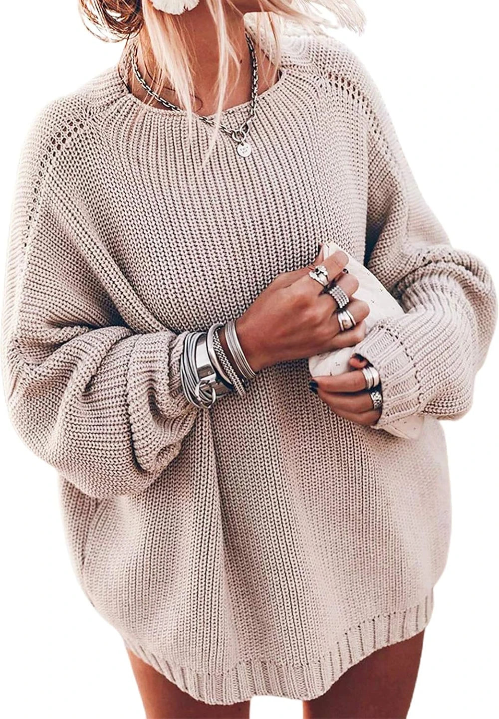 Oversized Mock Neck Knit Sweater
