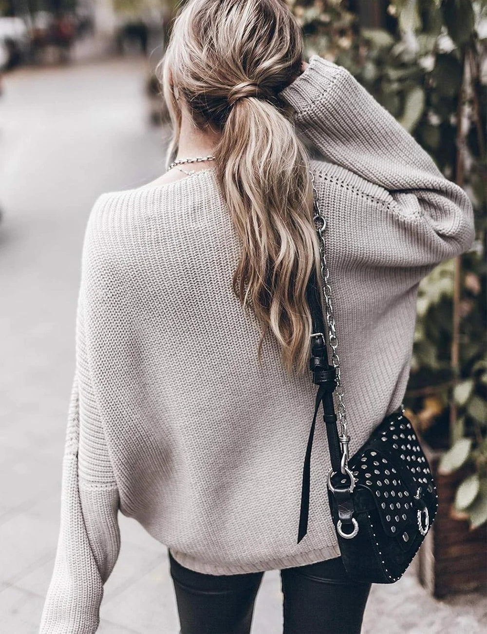 Oversized Mock Neck Knit Sweater