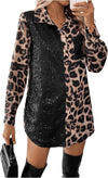 Leopard Print Sequin Blouse