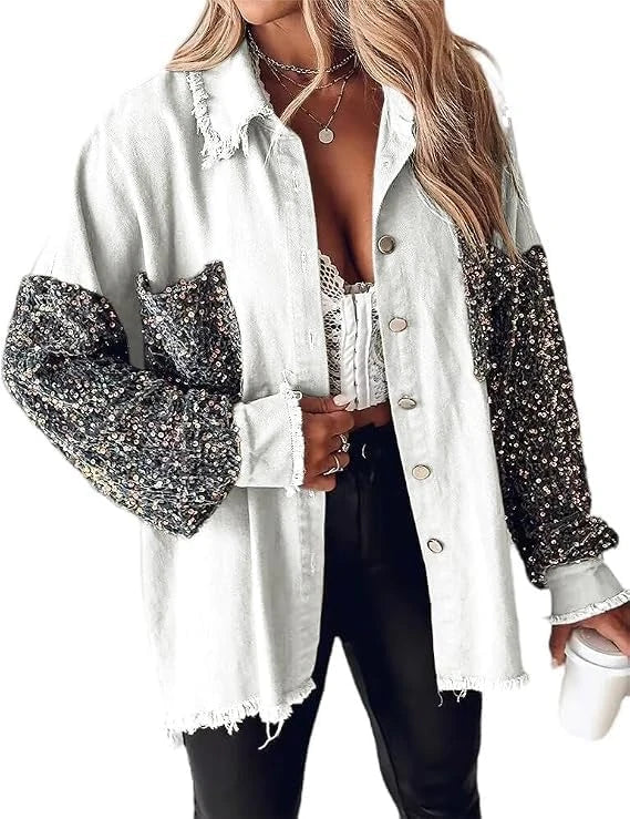 Oversized Sequin Denim Shacket