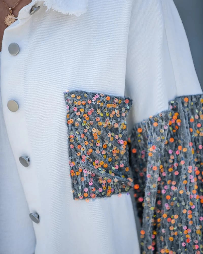 Oversized Sequin Denim Shacket