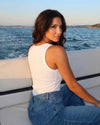 Rhinestone Ribbed U Neck Tank Top