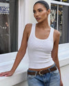 Rhinestone Ribbed U Neck Tank Top