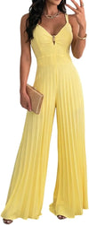 Pleated Sling V-Neck Jumpsuit
