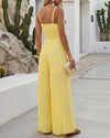 Pleated Sling V-Neck Jumpsuit