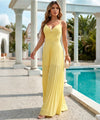 Pleated Sling V-Neck Jumpsuit