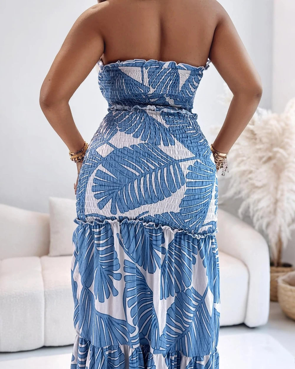 Floral Halter Ruched Maxi Dress