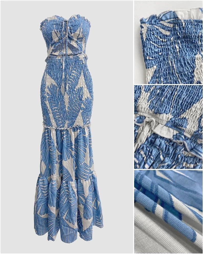 Floral Halter Ruched Maxi Dress