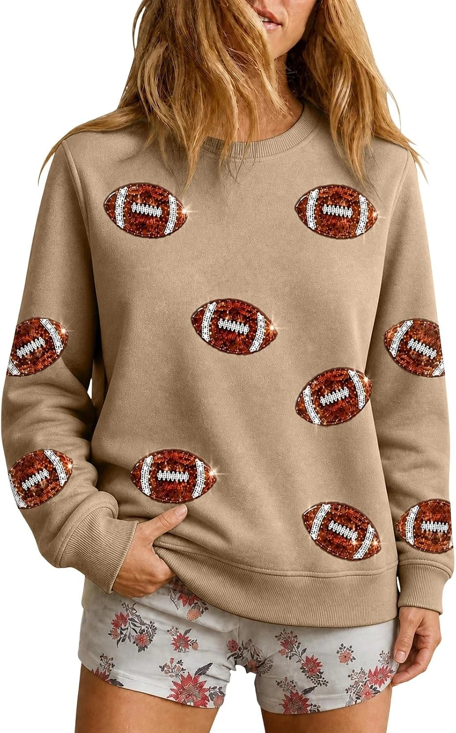 Oversized Sequin Football Sweatshirt