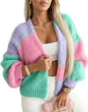 Chunky Knit Color Block Cardigan