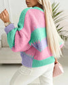 Chunky Knit Color Block Cardigan